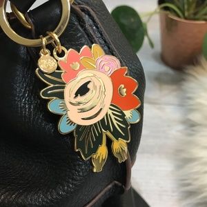 🍰 Floral and Gold Keychain Fob